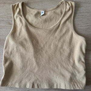 Tan ribbed crop top #croptop